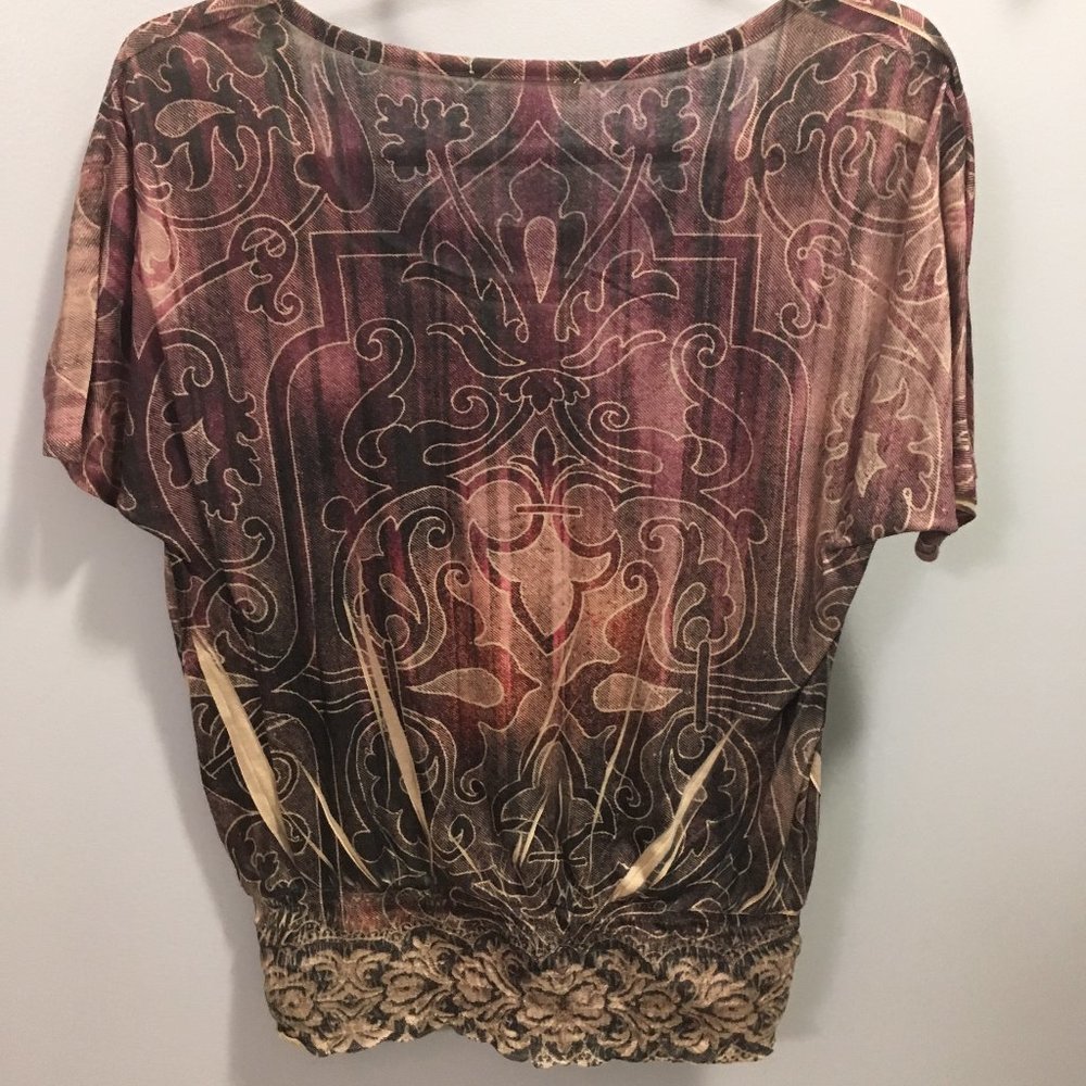Brown & pink Christopher & Banks blouse size S - Picture 5 of 6